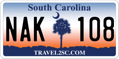 SC license plate NAK108