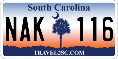 SC license plate NAK116