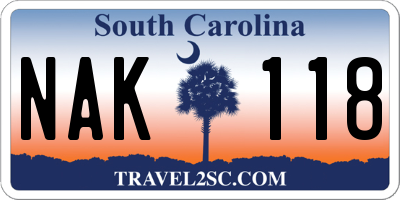 SC license plate NAK118