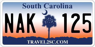SC license plate NAK125