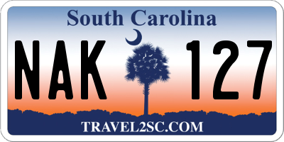 SC license plate NAK127