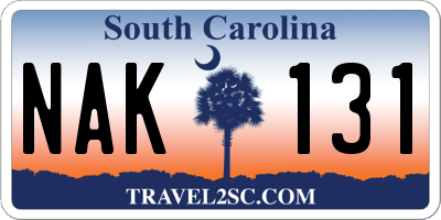 SC license plate NAK131