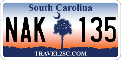 SC license plate NAK135