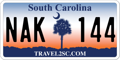 SC license plate NAK144
