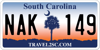 SC license plate NAK149
