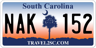 SC license plate NAK152