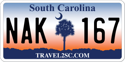 SC license plate NAK167