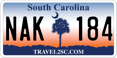 SC license plate NAK184