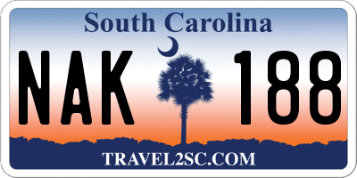 SC license plate NAK188