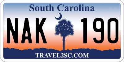 SC license plate NAK190