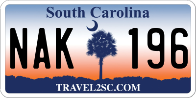 SC license plate NAK196