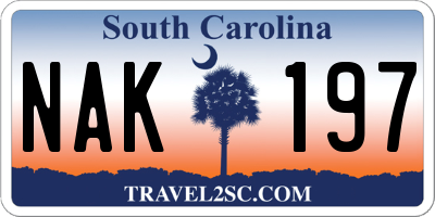 SC license plate NAK197