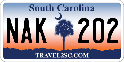 SC license plate NAK202