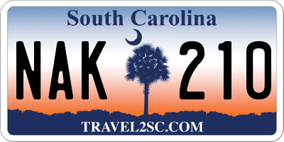 SC license plate NAK210