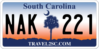 SC license plate NAK221