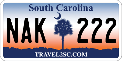 SC license plate NAK222