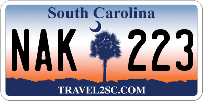 SC license plate NAK223