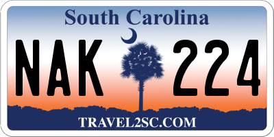 SC license plate NAK224