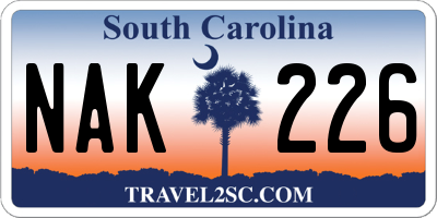 SC license plate NAK226