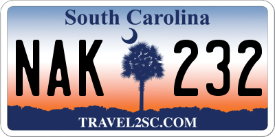 SC license plate NAK232