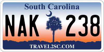 SC license plate NAK238
