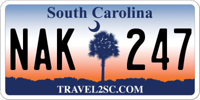 SC license plate NAK247