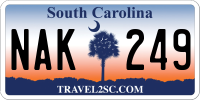 SC license plate NAK249