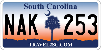 SC license plate NAK253