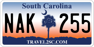 SC license plate NAK255