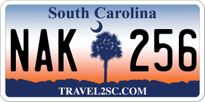 SC license plate NAK256