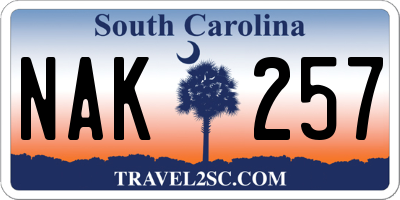 SC license plate NAK257