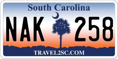 SC license plate NAK258