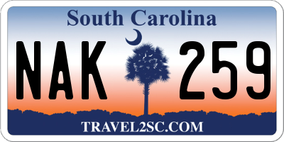 SC license plate NAK259