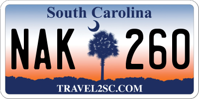 SC license plate NAK260