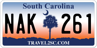 SC license plate NAK261