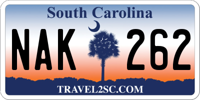 SC license plate NAK262