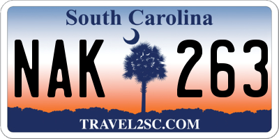 SC license plate NAK263