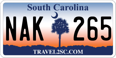 SC license plate NAK265