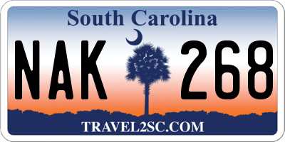 SC license plate NAK268
