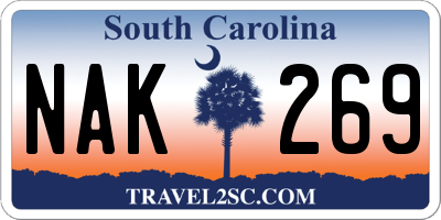 SC license plate NAK269