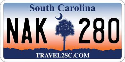 SC license plate NAK280