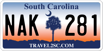 SC license plate NAK281