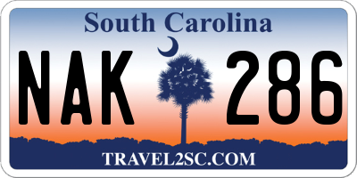 SC license plate NAK286