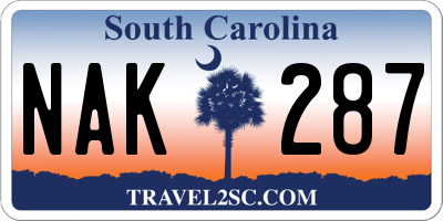 SC license plate NAK287