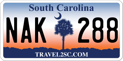 SC license plate NAK288