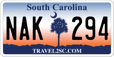 SC license plate NAK294