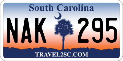 SC license plate NAK295