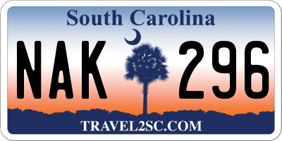 SC license plate NAK296