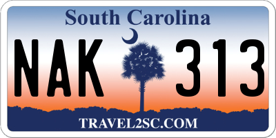 SC license plate NAK313