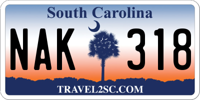 SC license plate NAK318
